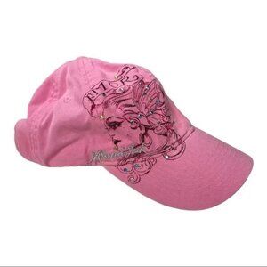 BIO-DOMES HEADGEAR MIAMI INK WOMEN'S 2008 PINK BEJEWELED BASEBALL HAT OS